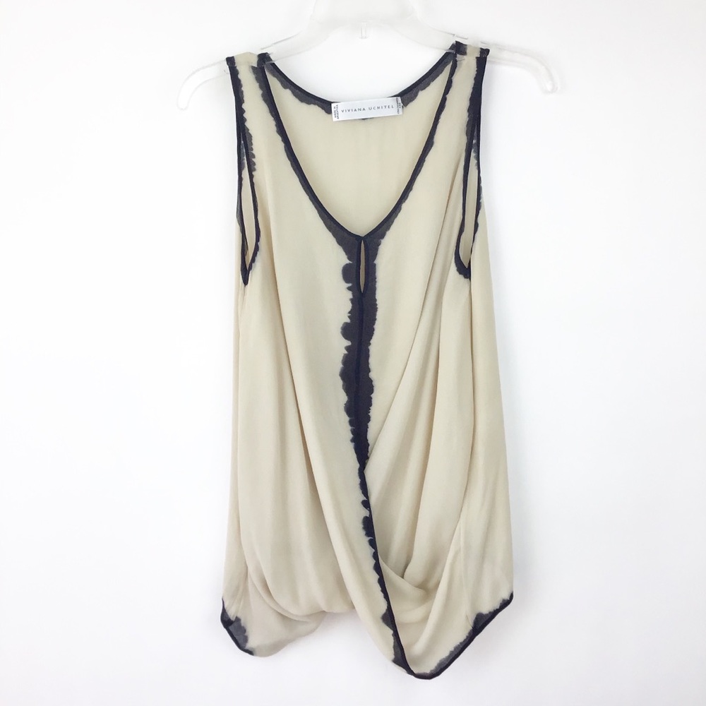 VIVIANA UCHITEL Dyed Silk V-Neck wrap Blouse S-M
